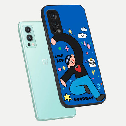  Happy Luck Vibe phone case For OnePlus Nord 2 showing premium glass back cover with detailed artwork