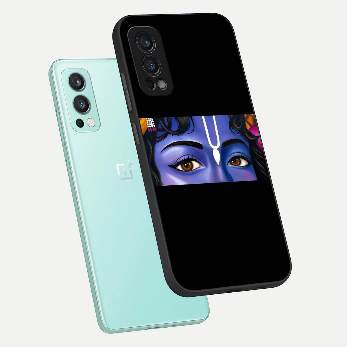  Krishna Eye phone case For OnePlus Nord 2 showing premium glass back cover with detailed artwork