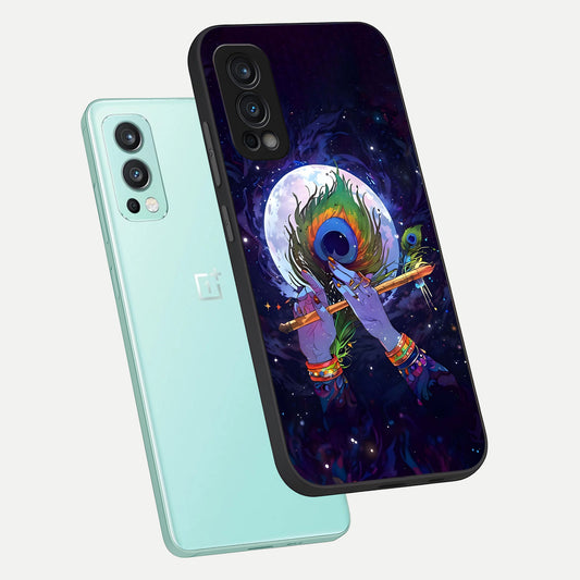  Krishna Hands Art phone case For OnePlus Nord 2 showing premium glass back cover with detailed artwork