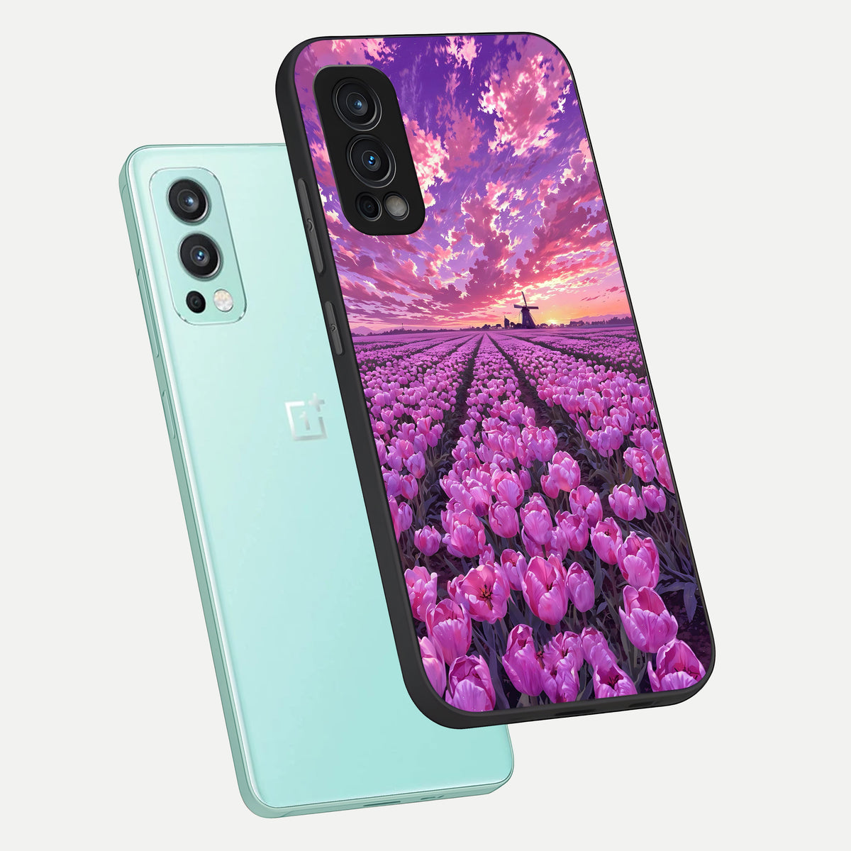  Lavender Dream Skies phone case For OnePlus Nord 2 showing premium glass back cover with detailed artwork