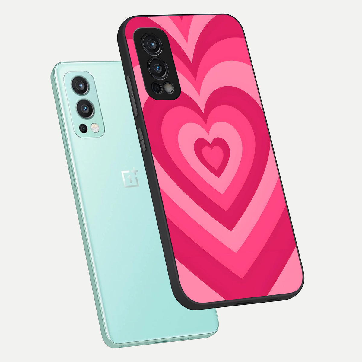  Layered Love Hearts phone case For OnePlus Nord 2 showing premium glass back cover with detailed artwork