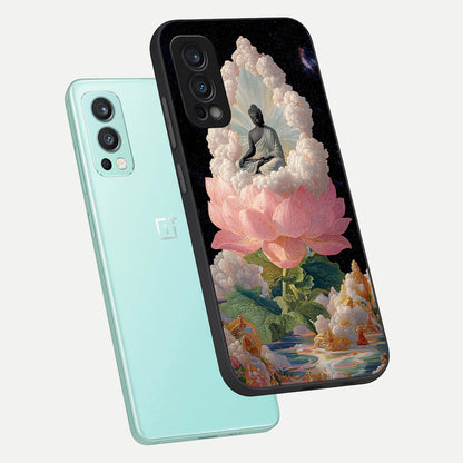  Lotus Divine Peace phone case For OnePlus Nord 2 showing premium glass back cover with detailed artwork