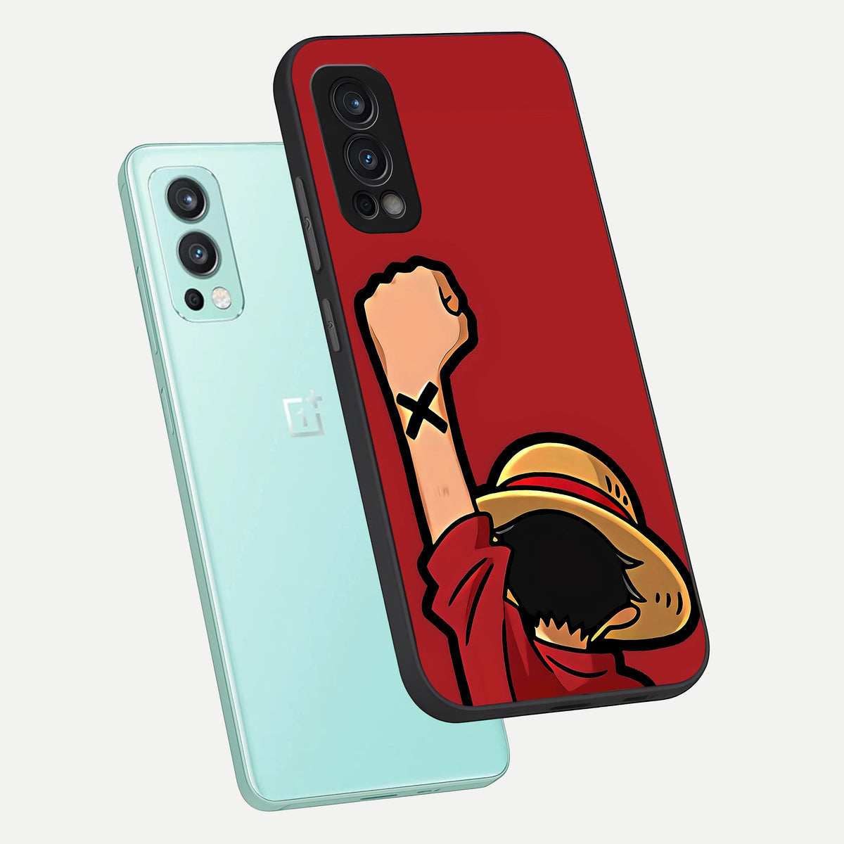  Luffy X Spirit phone case For OnePlus Nord 2 showing premium glass back cover with detailed artwork