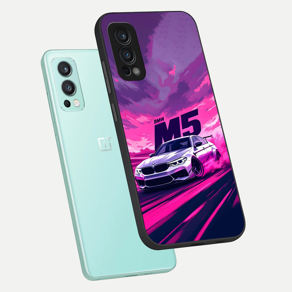  MS Neon Car phone case For OnePlus Nord 2 showing premium glass back cover with detailed artwork