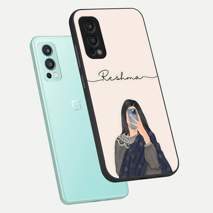  Mirror Mood Muse With Custom Name phone case For OnePlus Nord 2 showing premium glass back cover with detailed artwork