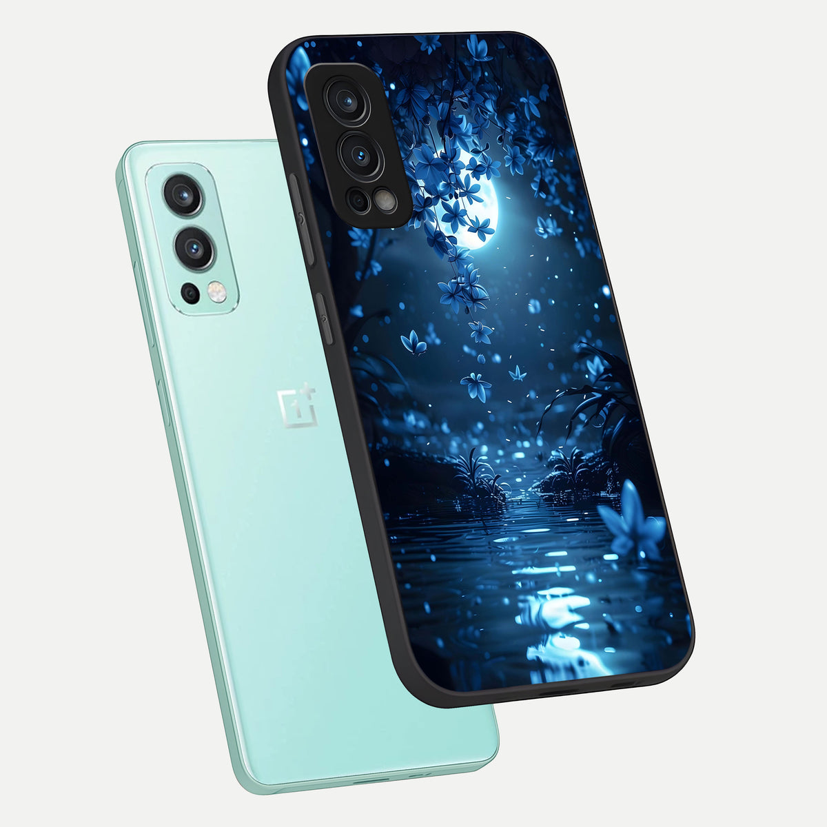  Moonlight Petal Dream phone case For OnePlus Nord 2 showing premium glass back cover with detailed artwork