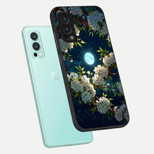  Moonlit Blossom Dream phone case For OnePlus Nord 2 showing premium glass back cover with detailed artwork