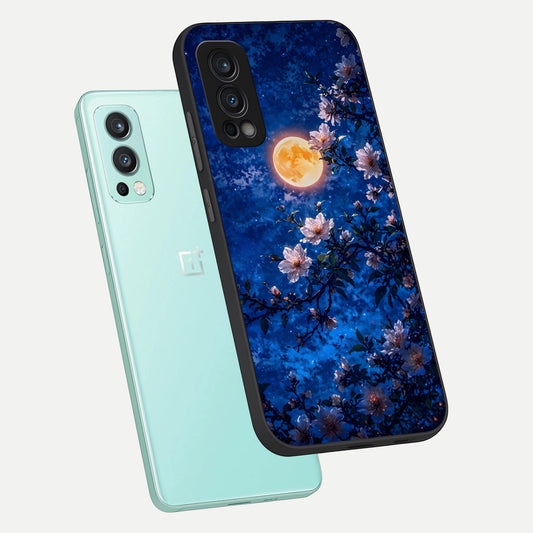  Moonlit Blossoms Night phone case For OnePlus Nord 2 showing premium glass back cover with detailed artwork
