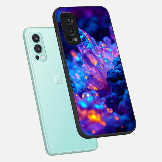  Neon Aura Shards phone case For OnePlus Nord 2 showing premium glass back cover with detailed artwork