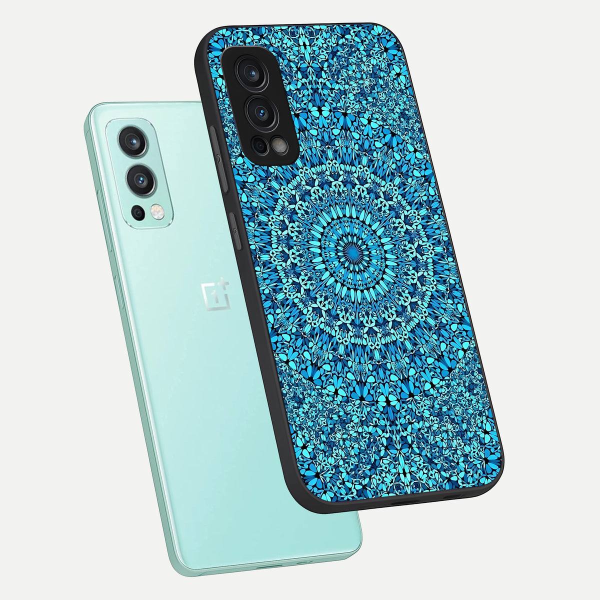  Ocean Bloom Mandala phone case For OnePlus Nord 2 showing premium glass back cover with detailed artwork