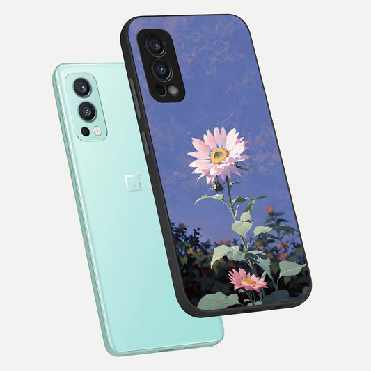  Pink Shells Outline phone case For OnePlus Nord 2 showing premium glass back cover with detailed artwork