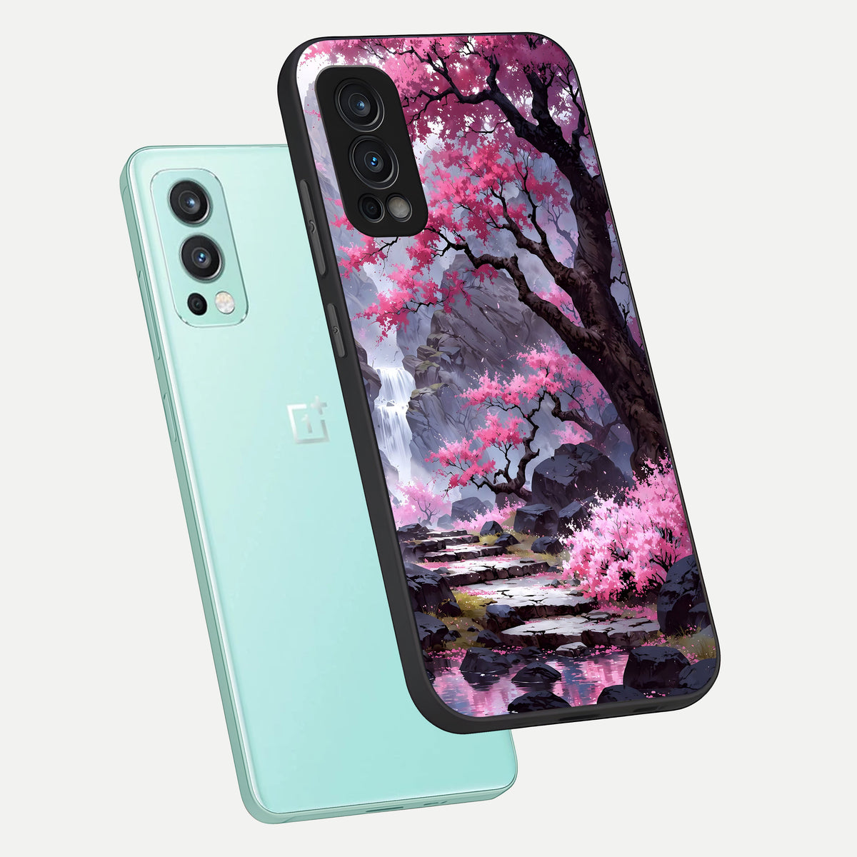  Pink Sunflower Glow phone case For OnePlus Nord 2 showing premium glass back cover with detailed artwork