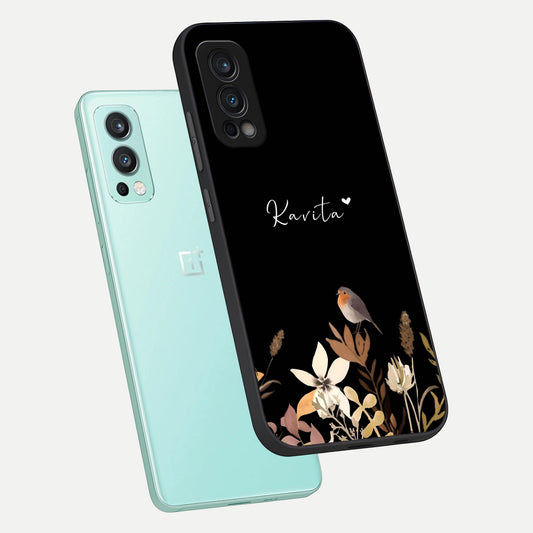  Quiet Garden Tune Custom Name phone case For OnePlus Nord 2 showing premium glass back cover with detailed artwork