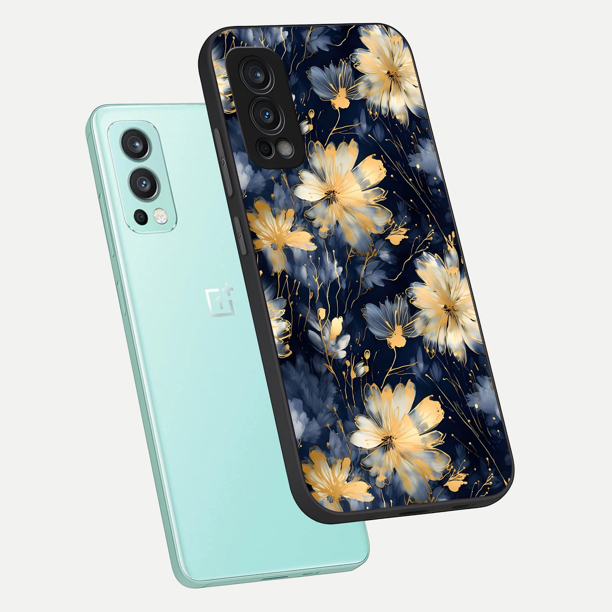  Royal Petal Dream phone case For OnePlus Nord 2 showing premium glass back cover with detailed artwork