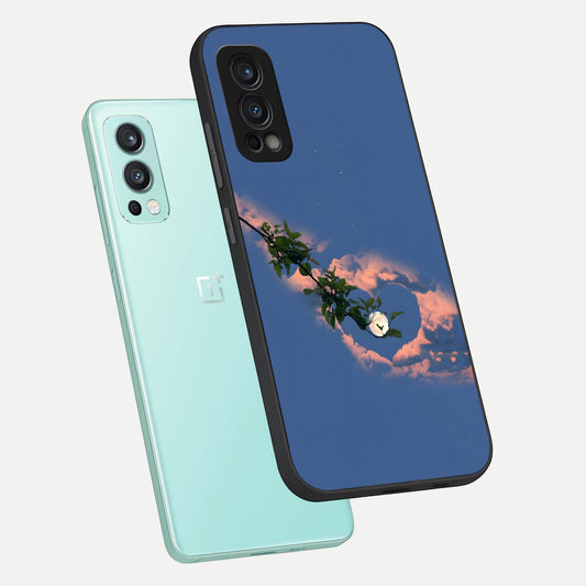  Sky Under Tree phone case For OnePlus Nord 2 showing premium glass back cover with detailed artwork