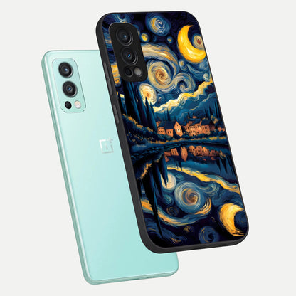  Starry Sky Serenity phone case For OnePlus Nord 2 showing premium glass back cover with detailed artwork