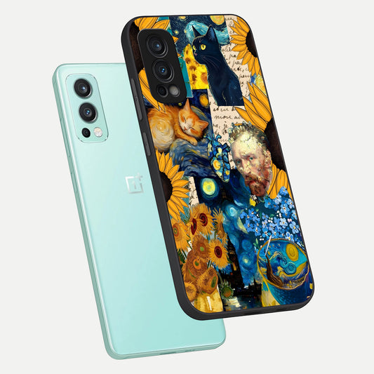  Sunflower Chic Mood Custom Name phone case For OnePlus Nord 2 showing premium glass back cover with detailed artwork