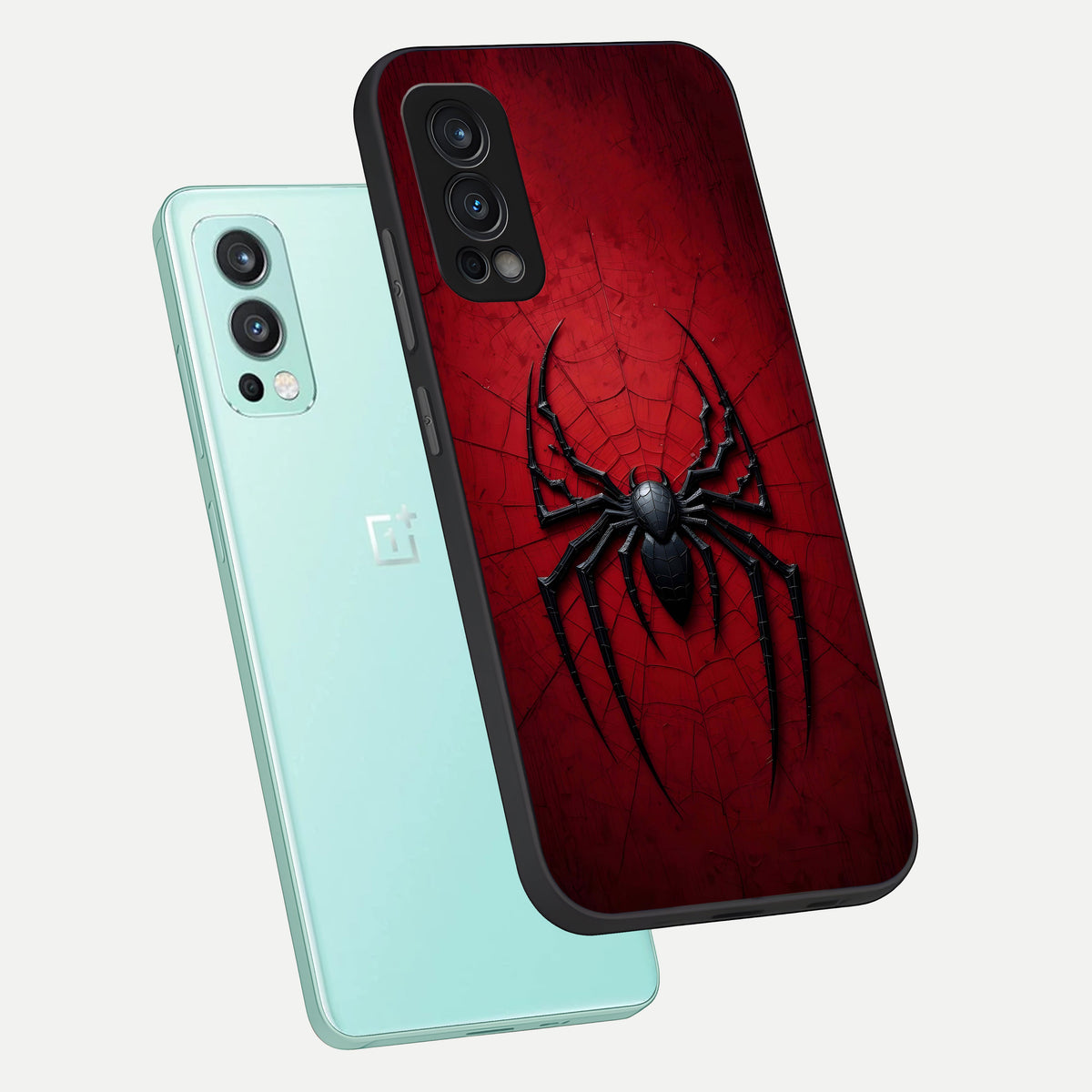  Superhero Web Emblem phone case For OnePlus Nord 2 showing premium glass back cover with detailed artwork