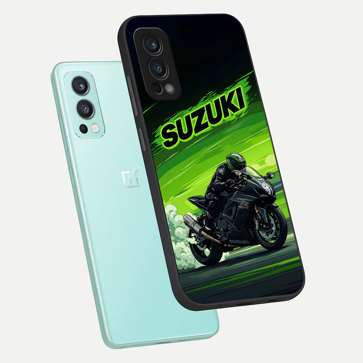  Suzuki Speed Beast phone case For OnePlus Nord 2 showing premium glass back cover with detailed artwork