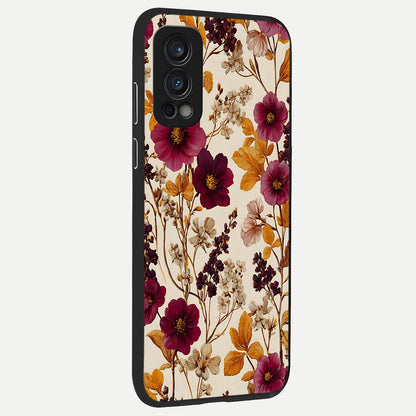  Autumn Wine Bloom back cover For OnePlus Nord 2 slim fit glass case with vibrant aesthetic design