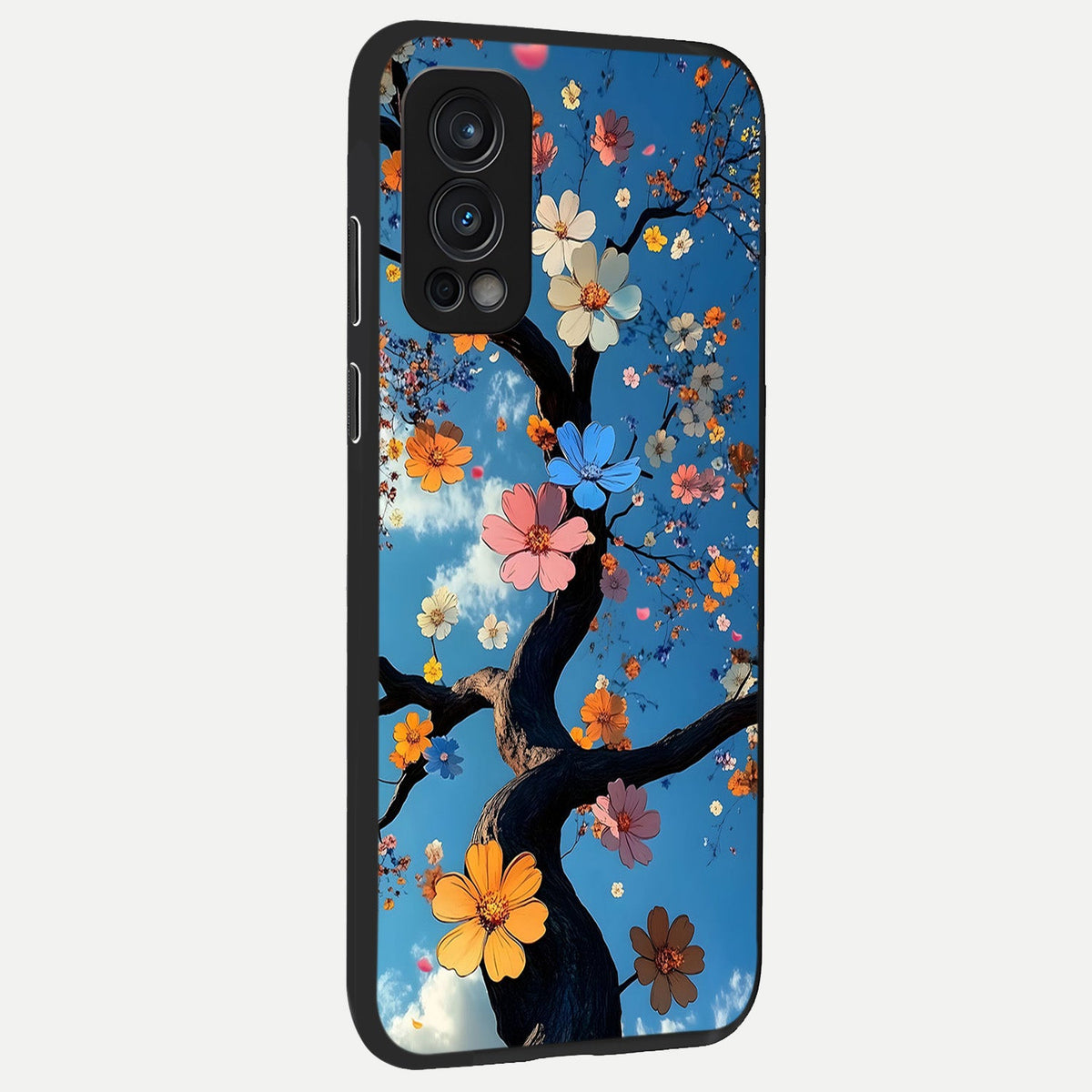  Blossom Dream Sky back cover For OnePlus Nord 2 slim fit glass case with vibrant aesthetic design