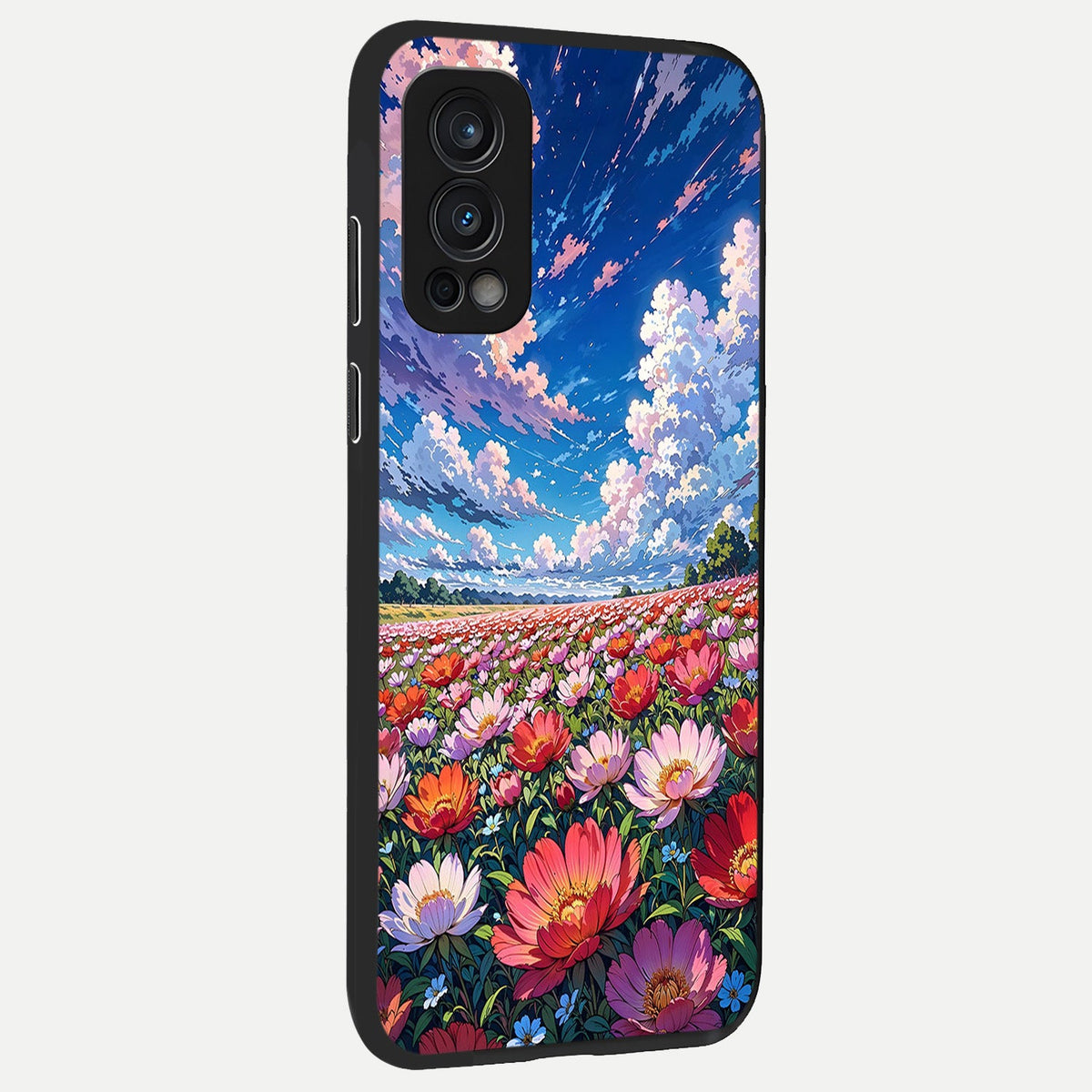 Blossom Sky Field back cover For OnePlus Nord 2 slim fit glass case with vibrant aesthetic design