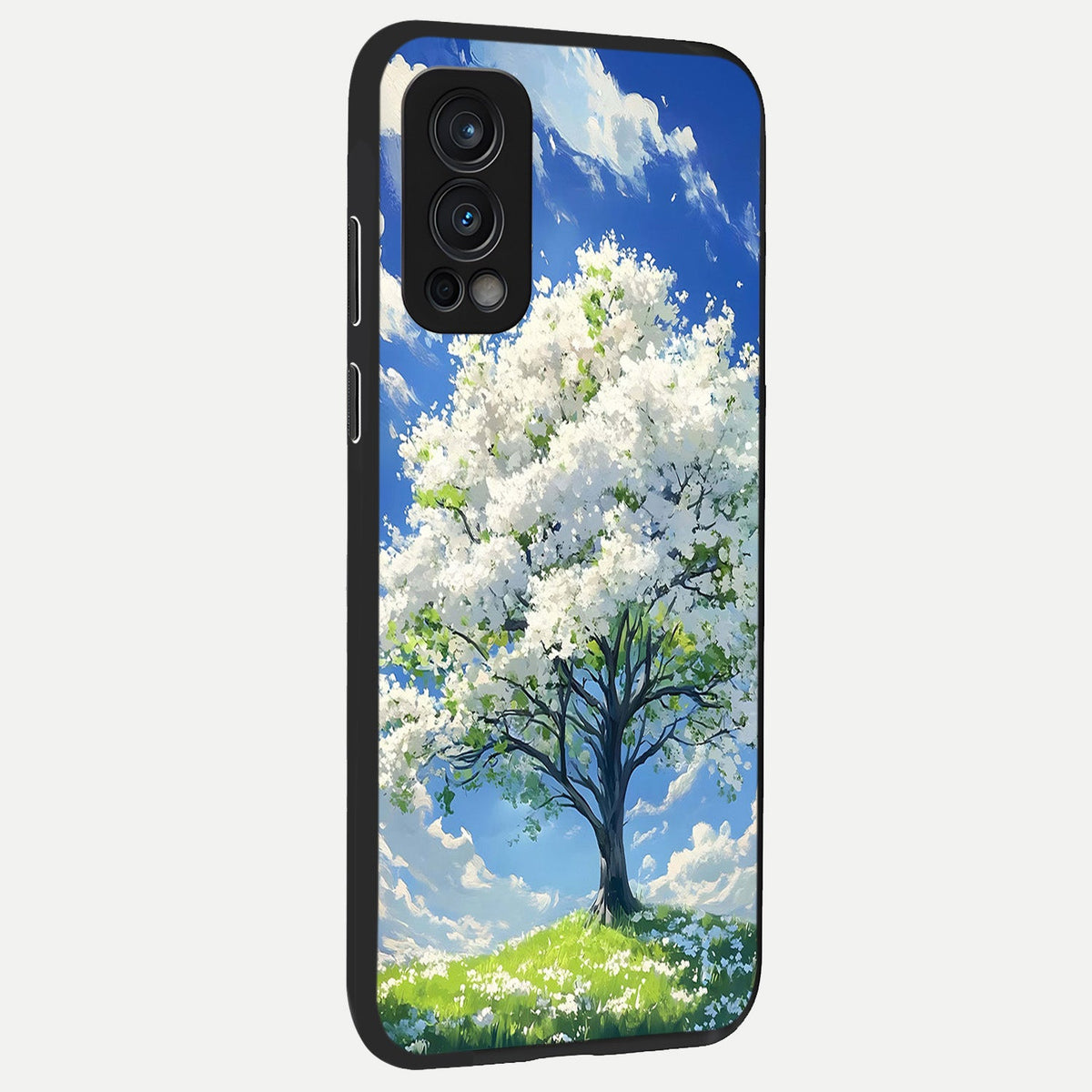 Blossom Sky Serenity back cover For OnePlus Nord 2 slim fit glass case with vibrant aesthetic design