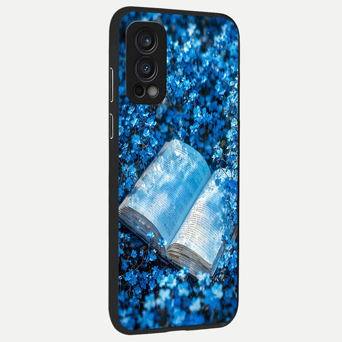  Blue Bloom Tales back cover For OnePlus Nord 2 slim fit glass case with vibrant aesthetic design
