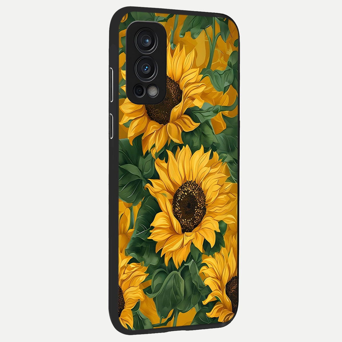  Bright Sunflower Bloom back cover For OnePlus Nord 2 slim fit glass case with vibrant aesthetic design