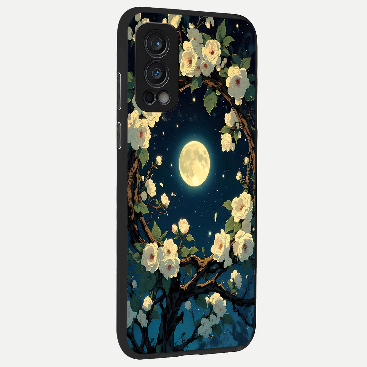  Celestial Moon And Flower back cover For OnePlus Nord 2 slim fit glass case with vibrant aesthetic design