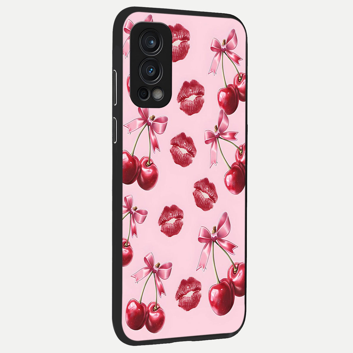  Cherry With Lips back cover For OnePlus Nord 2 slim fit glass case with vibrant aesthetic design