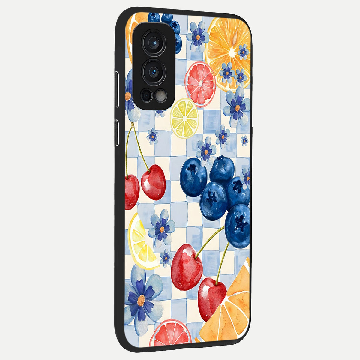  Citrus Bloom Joy back cover For OnePlus Nord 2 slim fit glass case with vibrant aesthetic design