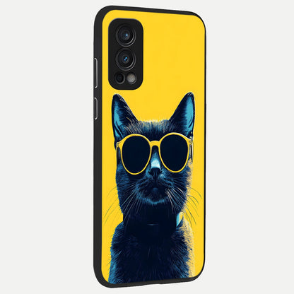  Cool Cat Vibes back cover For OnePlus Nord 2 slim fit glass case with vibrant aesthetic design