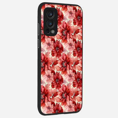  Crimson Love Petals back cover For OnePlus Nord 2 slim fit glass case with vibrant aesthetic design