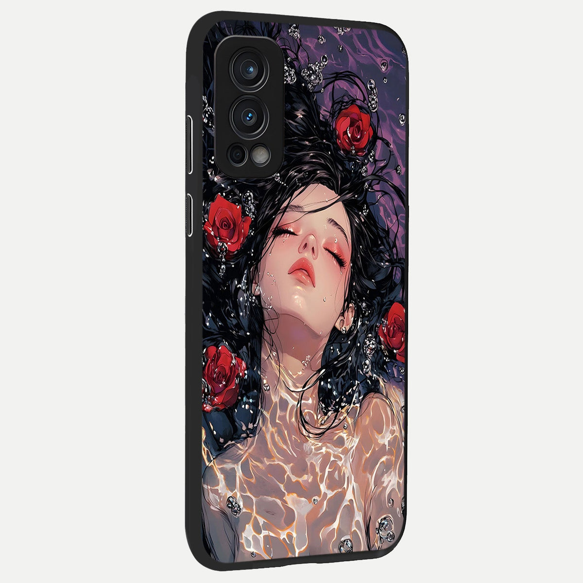  Crimson Rose Serenity back cover For OnePlus Nord 2 slim fit glass case with vibrant aesthetic design