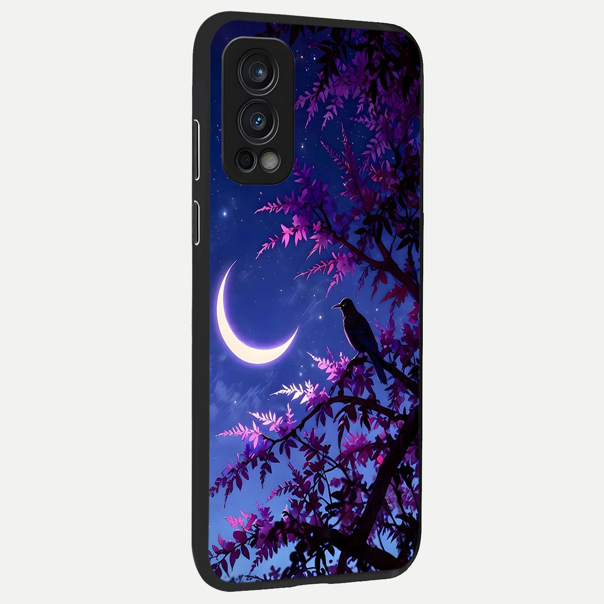  Crow And Moon Scenery back cover For OnePlus Nord 2 slim fit glass case with vibrant aesthetic design