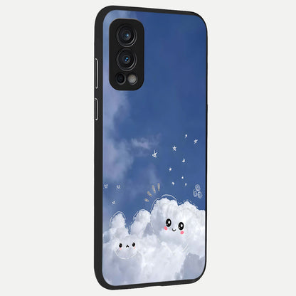  Cute Blossom Cloud back cover For OnePlus Nord 2 slim fit glass case with vibrant aesthetic design