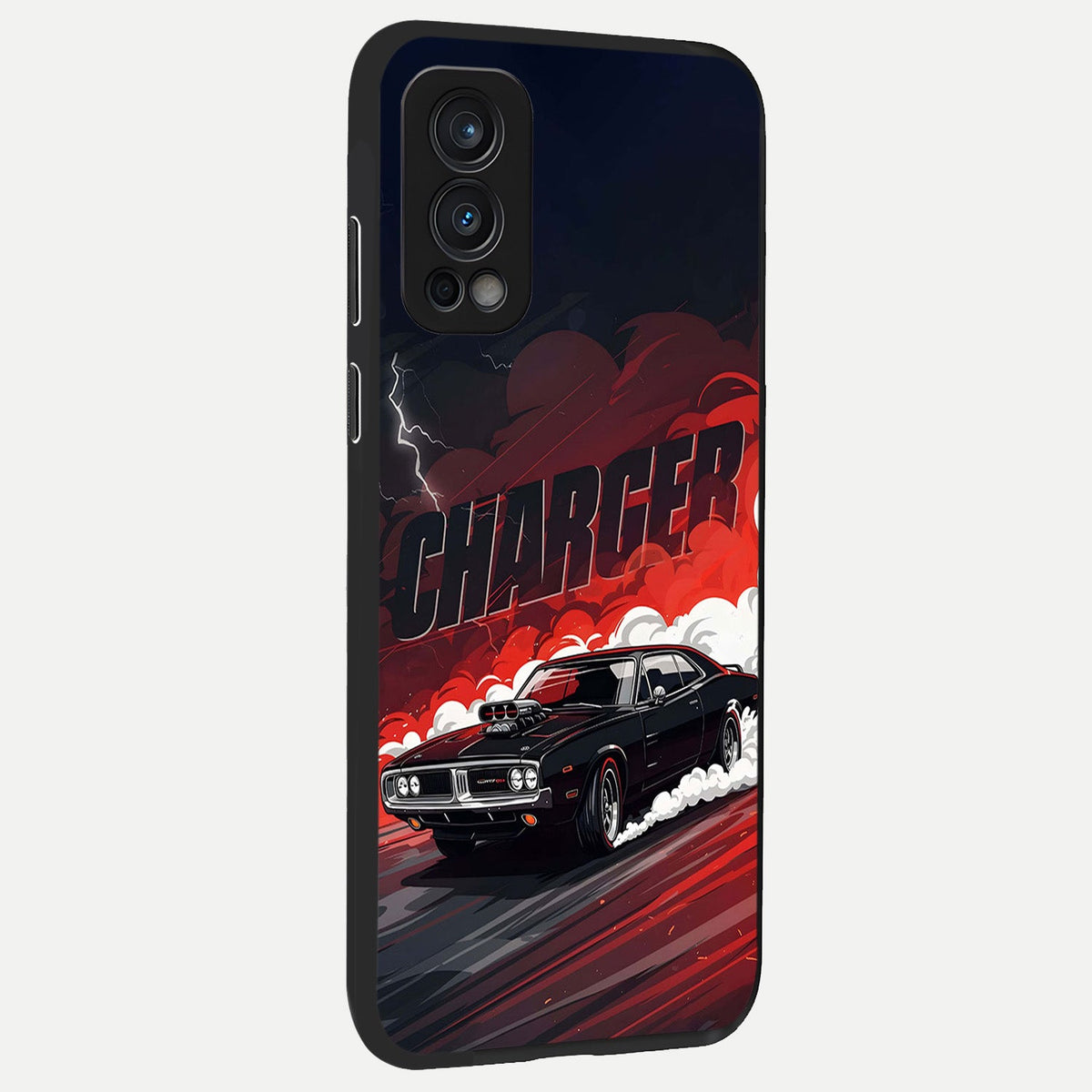  Dark Charger Fury back cover For OnePlus Nord 2 slim fit glass case with vibrant aesthetic design