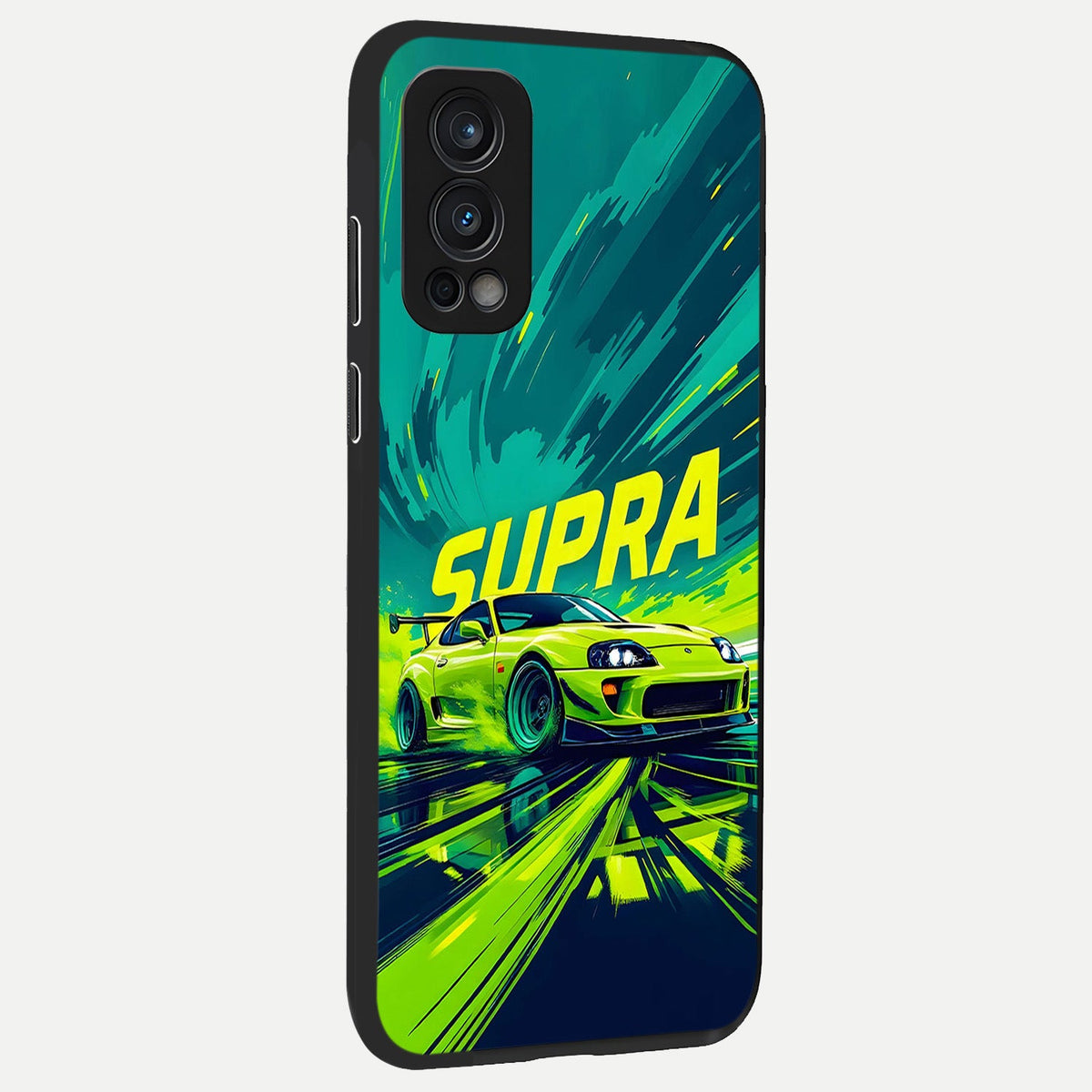  Electric Supra Thunder back cover For OnePlus Nord 2 slim fit glass case with vibrant aesthetic design