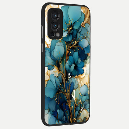  Golden Bloom Symphony back cover For OnePlus Nord 2 slim fit glass case with vibrant aesthetic design