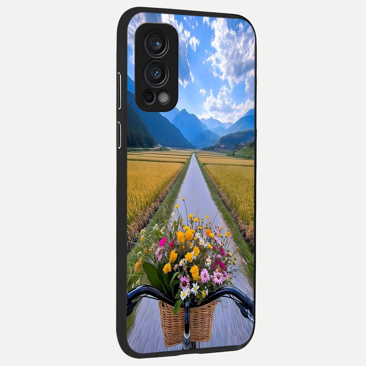  Golden Field Journey back cover For OnePlus Nord 2 slim fit glass case with vibrant aesthetic design