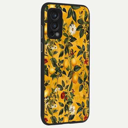  Golden Lemon Field back cover For OnePlus Nord 2 slim fit glass case with vibrant aesthetic design