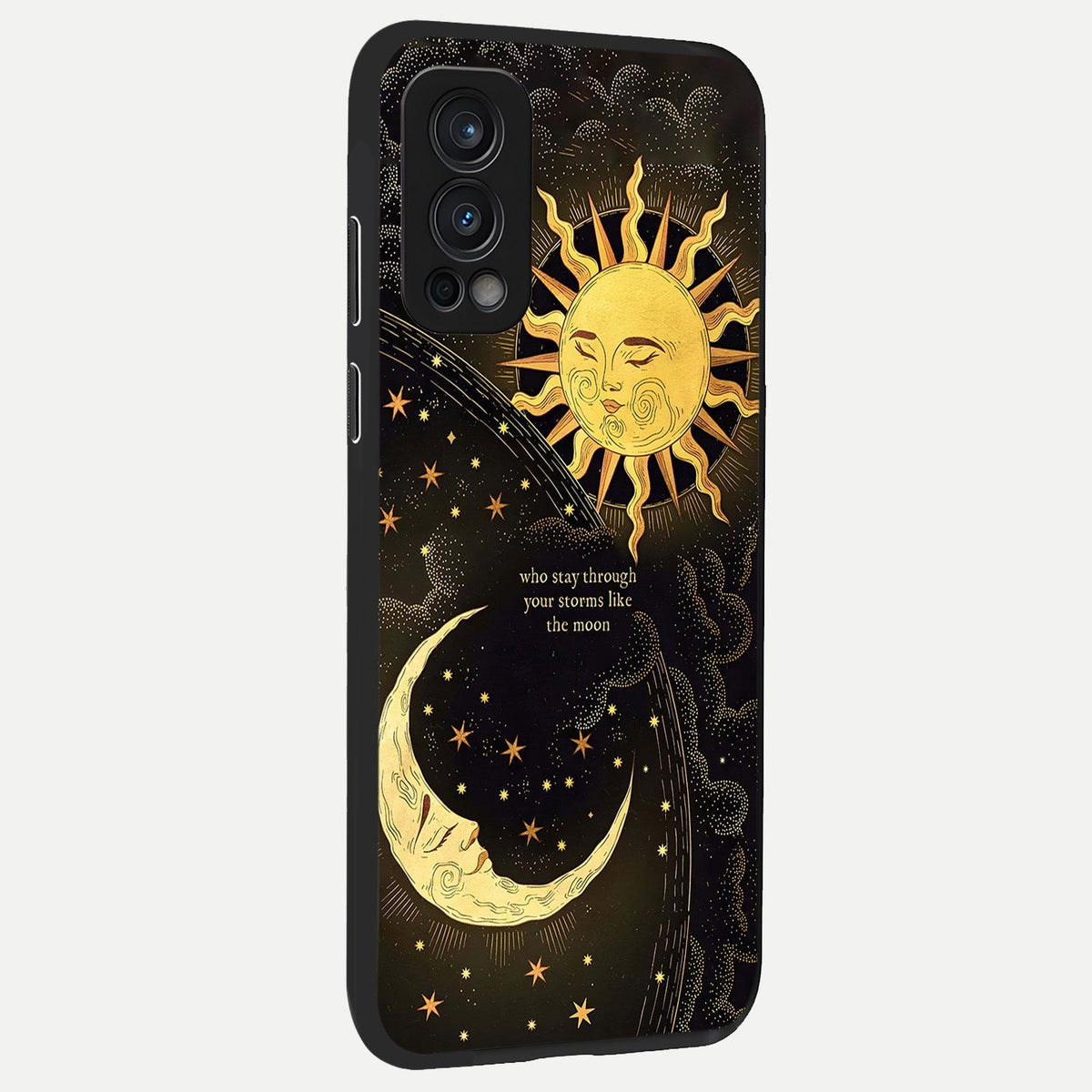  Golden Lunar Love back cover For OnePlus Nord 2 slim fit glass case with vibrant aesthetic design