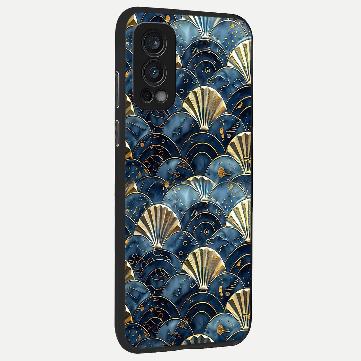  Golden Wave Luxe back cover For OnePlus Nord 2 slim fit glass case with vibrant aesthetic design