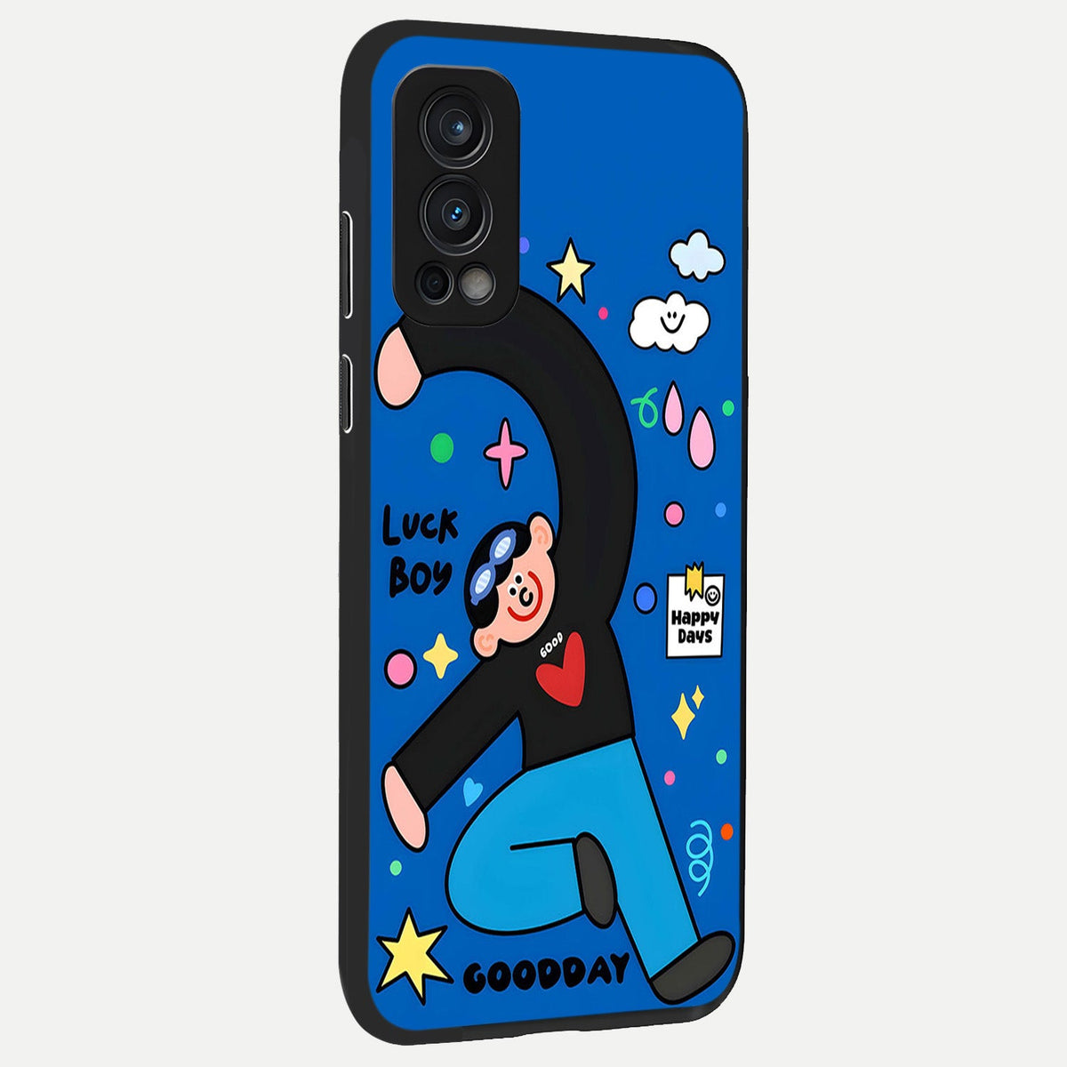  Happy Luck Vibe back cover For OnePlus Nord 2 slim fit glass case with vibrant aesthetic design