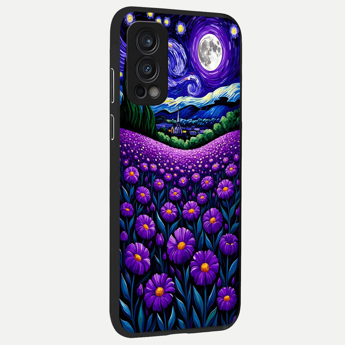  Lavender Moon Field back cover For OnePlus Nord 2 slim fit glass case with vibrant aesthetic design