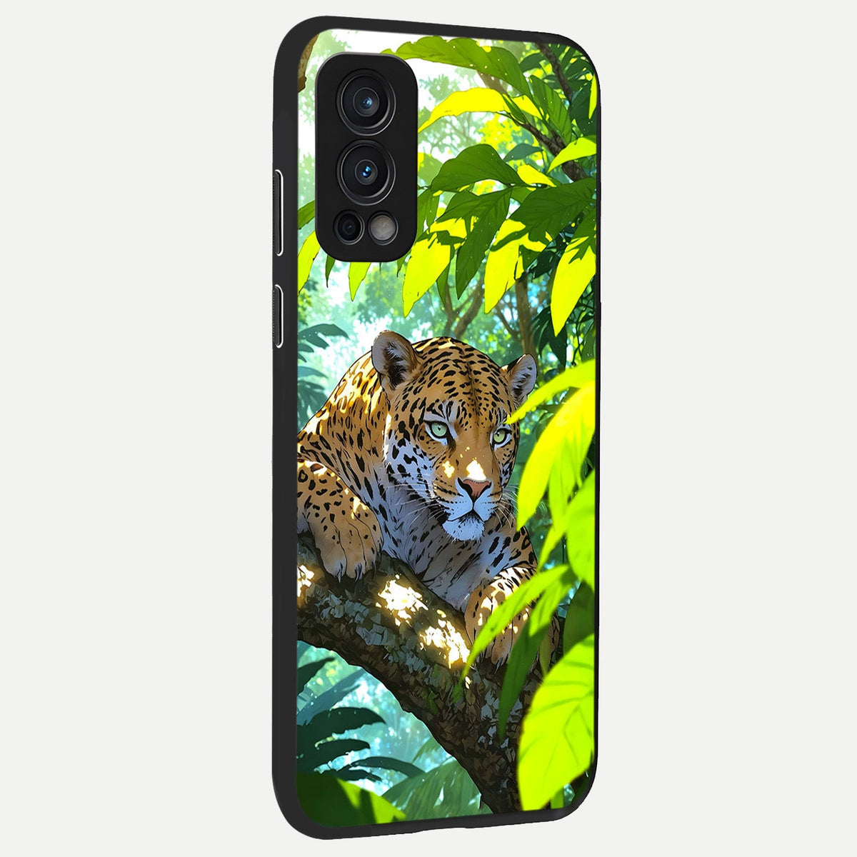  Leopard in Jungle back cover For OnePlus Nord 2 slim fit glass case with vibrant aesthetic design
