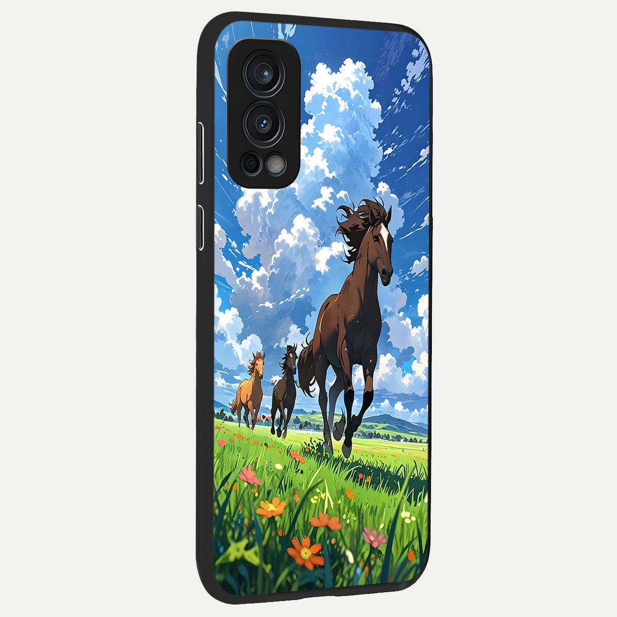  Majestic Horses Galloping back cover For OnePlus Nord 2 slim fit glass case with vibrant aesthetic design