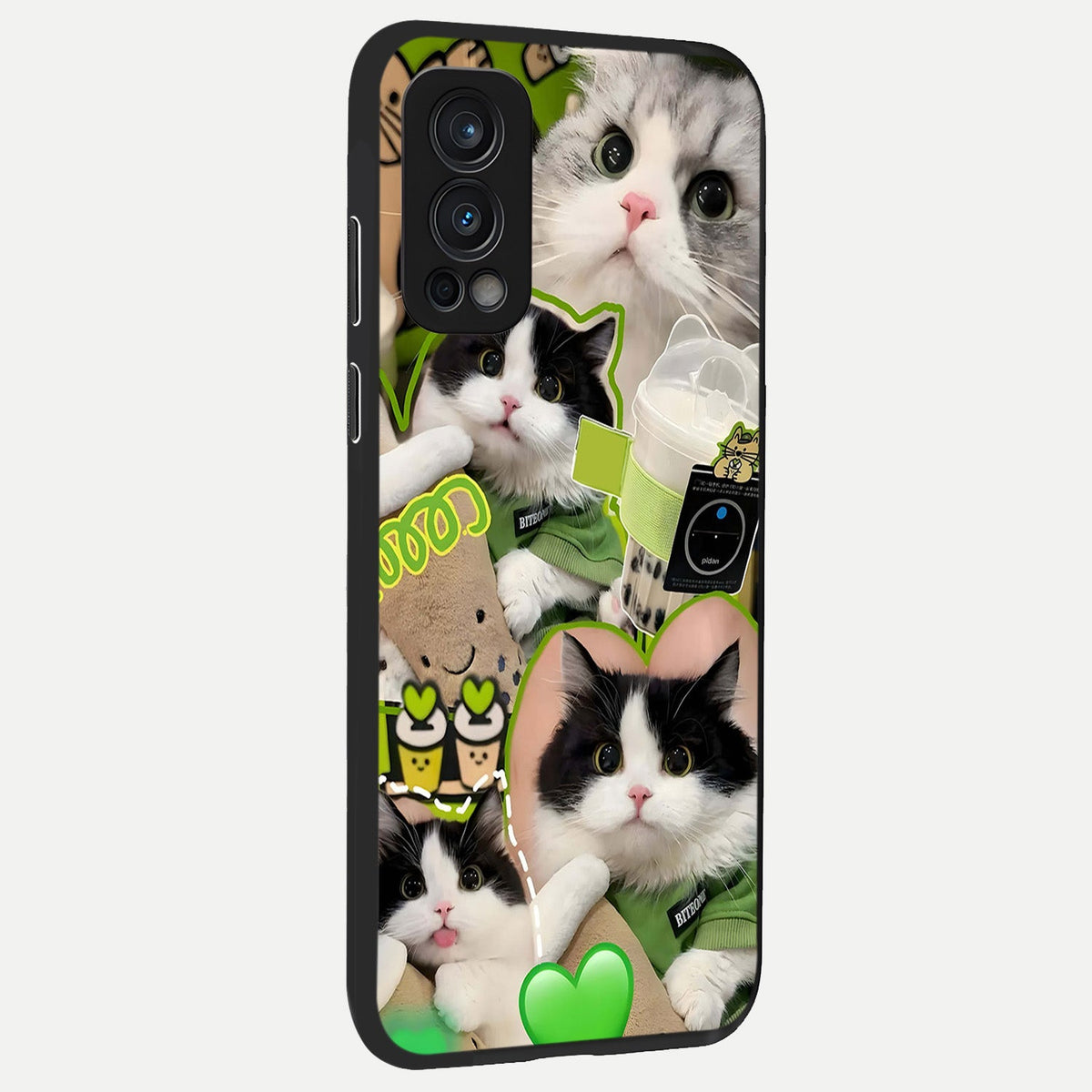  Matcha Cats Mood back cover For OnePlus Nord 2 slim fit glass case with vibrant aesthetic design