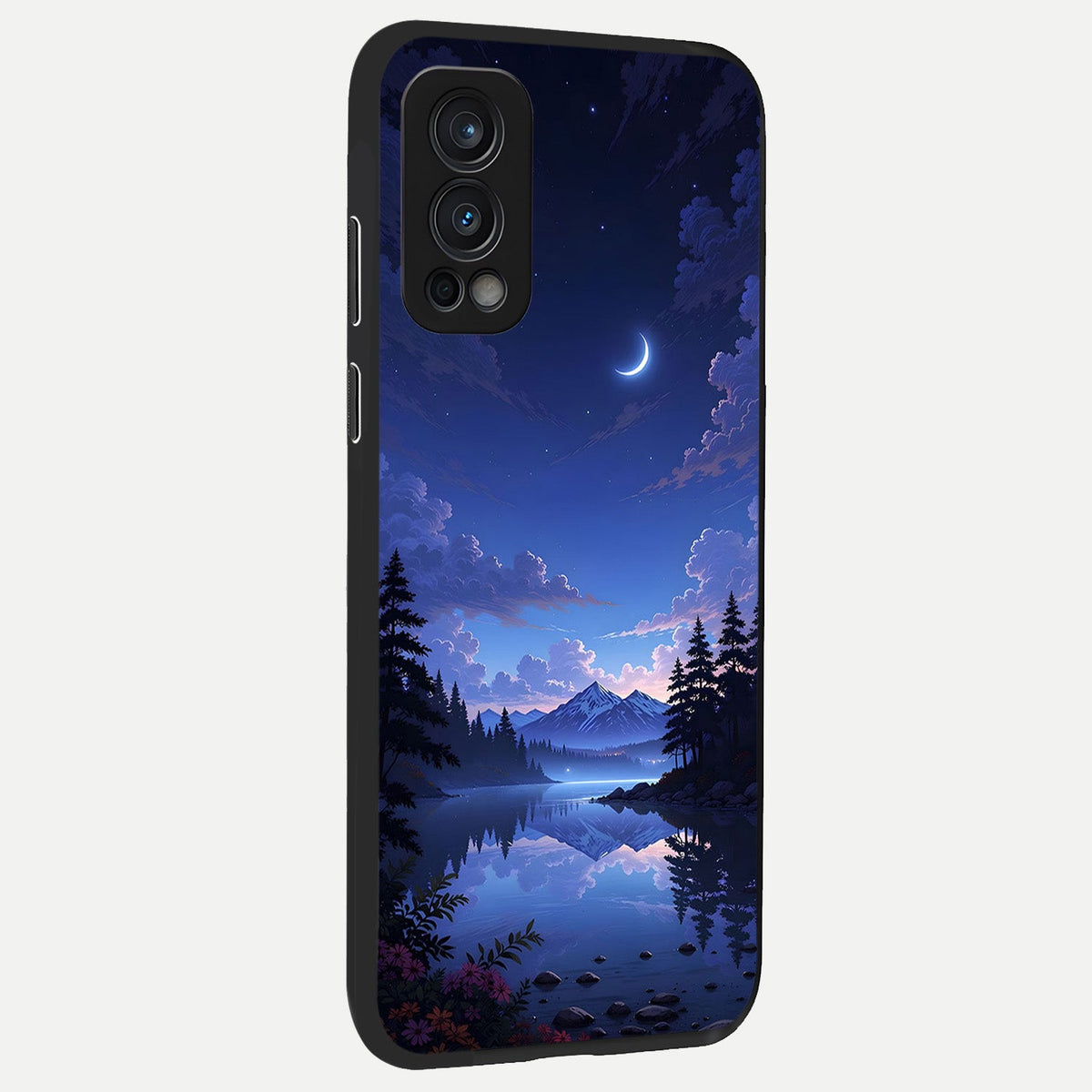  Midnight Lake Peace back cover For OnePlus Nord 2 slim fit glass case with vibrant aesthetic design